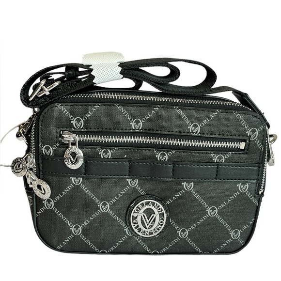 Valentino Orlandi Crossbody Black Bag With Luxury Logo Pattern NWT $199 …